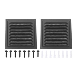 PATIKIL 8"x8" Stainless Steel Gable Vent, 2pcs Exterior Wall Outlet Vent Cover HVAC Air Grille Louvered Screen Mesh for Kitchen Bathroom Ventilation, Black