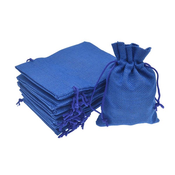 Bezall 20Pcs Small Burlap Bags, Linen Drawstring Gift Bags Jewelry Pouches Sacks for Christmas Wedding Party Favors and DIY Craft (Royal Blue, 3.9 x 5.5")