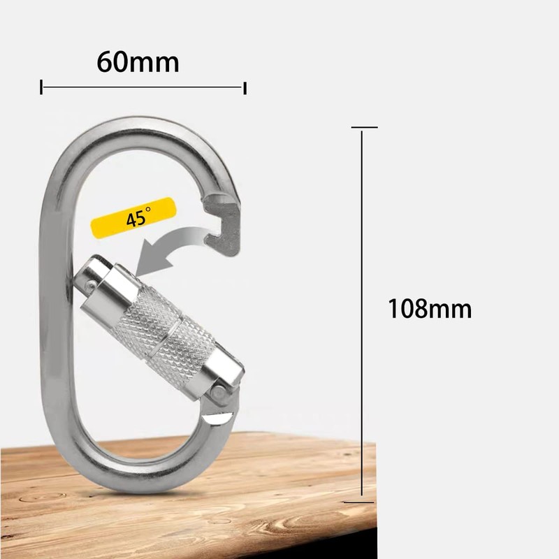Carabiner, Locking Carabiner, 55.5 lbs (25 kg) (5500 kg), O-Ring,