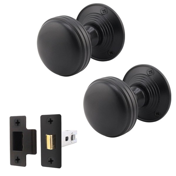 EAI Lined Door Knob Set Matt Black | 1 Pair