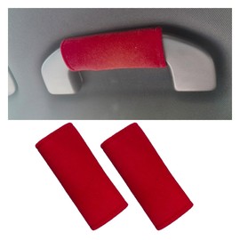 LAINLOY 2PCS Car Inside Door Handle Protector, Colorful Soft Fluff Car Pull Handle Cover, Anti-Scratch Grab Handle Wrap, Car Interior Decoration Accessories for Women Men (Red)