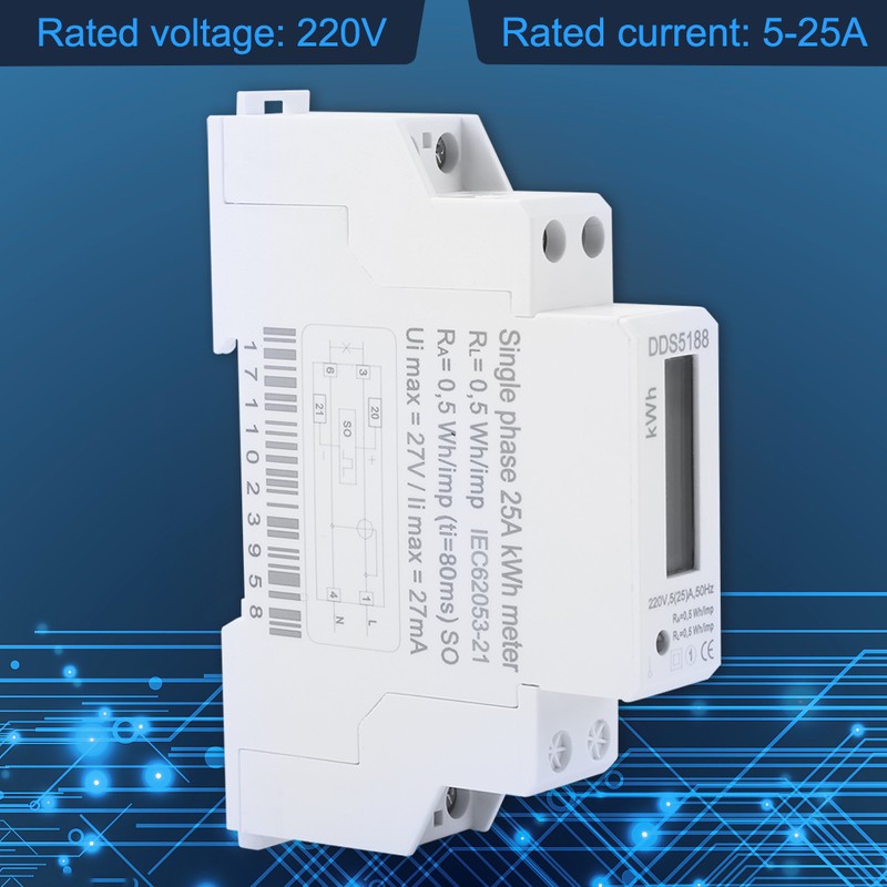 DDS5188 LCD Digital Din Rail Electric Meter 5-25A For Kilowatt