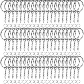MORE BUY 100 Pack Key Ring with Chain and Open Jump,1 inch Split Round Keychain Rings Bulk for Craft Making Jewelry Ring 1 inch 25mm (Pack of 100)
