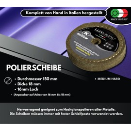 Lux Metal - Polishing Disc 150 mm Cotton Wool for Grinding Stand Double Grinder Drill Cordless Screwdriver Angle Grinder Polishing Discs for Polishing Metal such as Aluminium Stainless Steel for