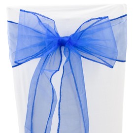 Time to Sparkle 22x280cm Organza Chair Sashes Wider Fuller Cover Party Decoration 10PCS Bow Sashes for Wedding -Royal Blue
