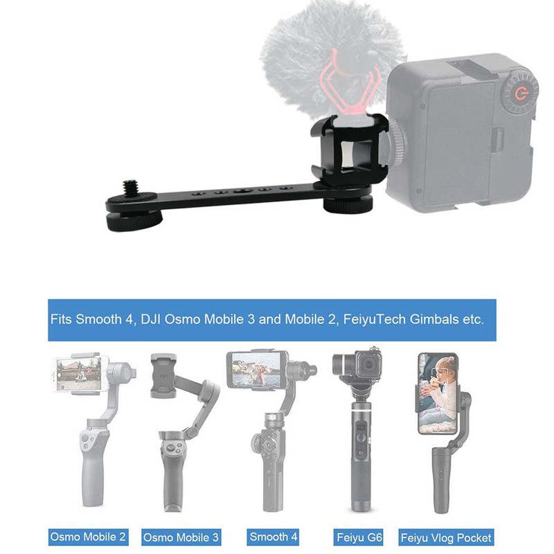 Triple Cold Shoe Extension Bracket Aluminium Alloy Microphone Stand Mount