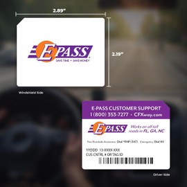 E-PASS Electronic Toll Sticker; Prepaid toll Program, Works on All Roads in FL, GA, NC