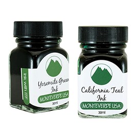 Monteverde 60ml Core Fountain Pen Ink Bottle (30ml Yosemite Green Ink Bottle G309YG, 30ml California Teal Ink Bottle G309CT)