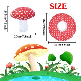 4Pcs Mushroom Shaped Paper Lanterns Hanging Mushroom Decoration Birthday Party Decor Cute Decoration for Jungle Wonderland Theme Party Garden Wedding Kids Room (Mushroom/Red)