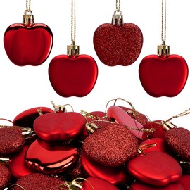48 Pcs Back to School Apple Ornaments, Small Red Apples Tree Decorations
