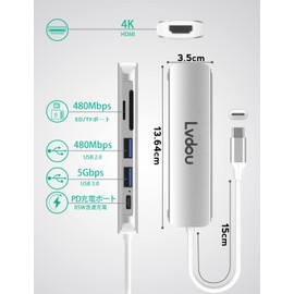 USB C Hub Adapter 6-in-1 Lvdou Multiport USB Hub Type-C 85W PD Charging 4K HDMI Micro SD / SD Card Reader USB-C Replacement Adapter for MacBook Pro 13 14 15 16 (2016-2022 M1 M2), MacBook Air