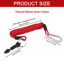 HQRNYP Trailer Brake Away Cable, Trailer Safety Cables, 6 ft Heavy Duty Spring Towing Coiled Wire Replacement, Brake Away Switch Safety Lanyard with Pin Universal for Emergency RV Towing Camper