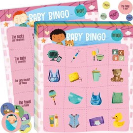 SpriteGru Baby Shower Bingo Game, Bilingual Baby Bingo Cards for Gender Reveal Party, Baby Shower, Games Favors Supplies Decorations for Adults