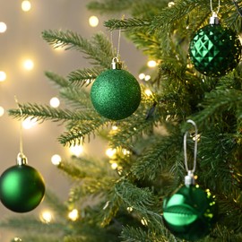 Valery Madelyn Christmas Tree Decorations Set, 24ct Green Shatterproof Christmas Ball Ornaments Bulk, 2.36 Inches Traditional Country Hanging Ornaments for Christmas Trees Xmas 4th of July Holiday