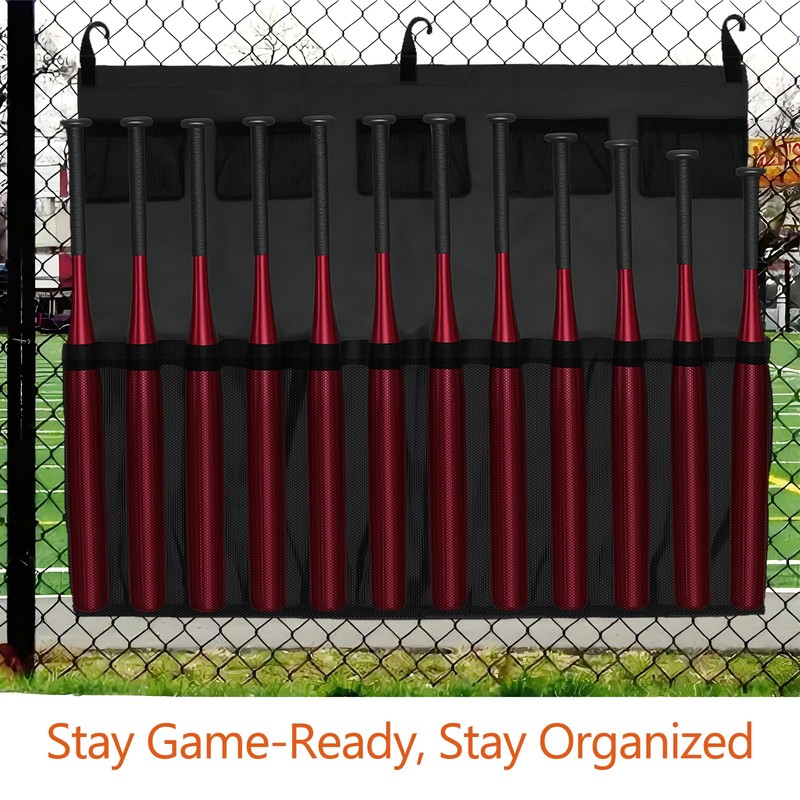 Hanging 12 Bats Baseball/Softball Dugout Organizer, Hanging Bat Bag, 600D