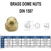 M6 Solid Brass Acorn Dome Cap Nuts (Pack of 10)