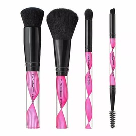 MAC Wave Your Wand Brush Kit Face Eye Shadow Brow Powder Bag 553 587 496 495 5PC