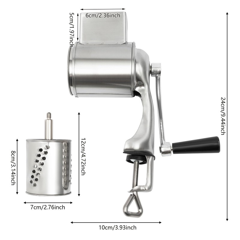 DYNAMI 5 in 1 Stainless Steel Rotary Grater,Kitchen Grater Vegetable
