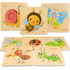Faburo Puzzle from 1 2 3 Years, 8 Pieces Wooden Puzzle Montessori Toy from 1 2 3 Years, Animal Puzzle Wooden Gift for Baby and Toddler, Wooden Toy Puzzle for Children from 2 3 4 Years, Baby Puzzle