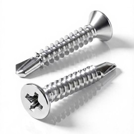 #12 x 2 (50 Pack) Flat Head Phillips Drive Sheet Metal Screws, Stainless Steel 410 Self Drilling Screws,Countersun Head Fast Self-Tapping Screws for Metal, Plastic, Wood