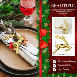 COCHIE Napkin Buckle, Christmas Gold, Metal Napkin Buckle, Napkin Buckle, Leaves for Wedding Party, Dinner, Anniversary, Table Decoration, Pack of 6