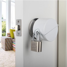 TEMEILI Door Handle/Knob Lock Out Device,Metallic White,Cover to Disable The Doorknob/Faucet/Valve, Prevents Turning and Operating of Door Knob and Access to Keyhole, (Password Lock) Childproof