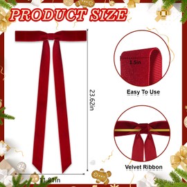 12 Pcs Large Christmas Velvet Bows, 24 x 12 Inch Velvet Christmas Wreath Bow Rustic Crafts Bows for Xmas Home Wedding Decor (Burgundy, Width of 1.5")