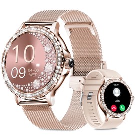 Smart Watches for Women Answer/Make Calls & AI Voice - Ladies Smart Watch with 1.3'' Touch Screen, Step Counter, SpO2 Heart Rate Sleep Monitor, IP67 Waterproof Smartwatch for iOS Android - Rose Gold