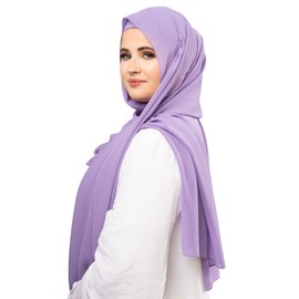 KHELANI Premium Chiffon Hijab Set for Women | Lightweight Non-Slip Muslim Head Scarf with Matching Undercap | Luxury Soft & Elegant Chiffon Hijabs UK Wrap with Matching Tube Cap (Amethyst)