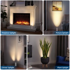 SUNVIE 2 Pack Up Lights Indoor 5W Floor Can Light, Uplights Indoor Floor Spotlight with 2700K GU10 Bulbs Uplighting Indoors for Home Wall Plant Corner Artwork, 5.9 FT UL Listed Plug Cord &Foot Switch