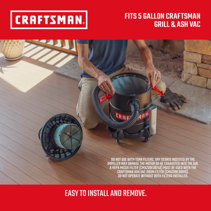 CRAFTSMAN CMXZVBE38810 Grill & Ash Vacuum Drum Filter for Cold