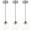 WYNEYET 3 Pack Globe Pendant Light, Brushed Nickel Hanging Ceiling