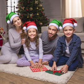 SATINIOR 16 Pieces Christmas Hat Bulk Santa Claus Xmas Santa Non Woven Fabric Hats for Christmas Adult Party Decorations(12 x 16 Inch,Green and Red)