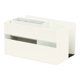 COLLEND Remote Control & Tablet Holder with Pocket, White, 7.1 x 4.3 x 4.0 inches (18 x 11 x 10.2 cm)