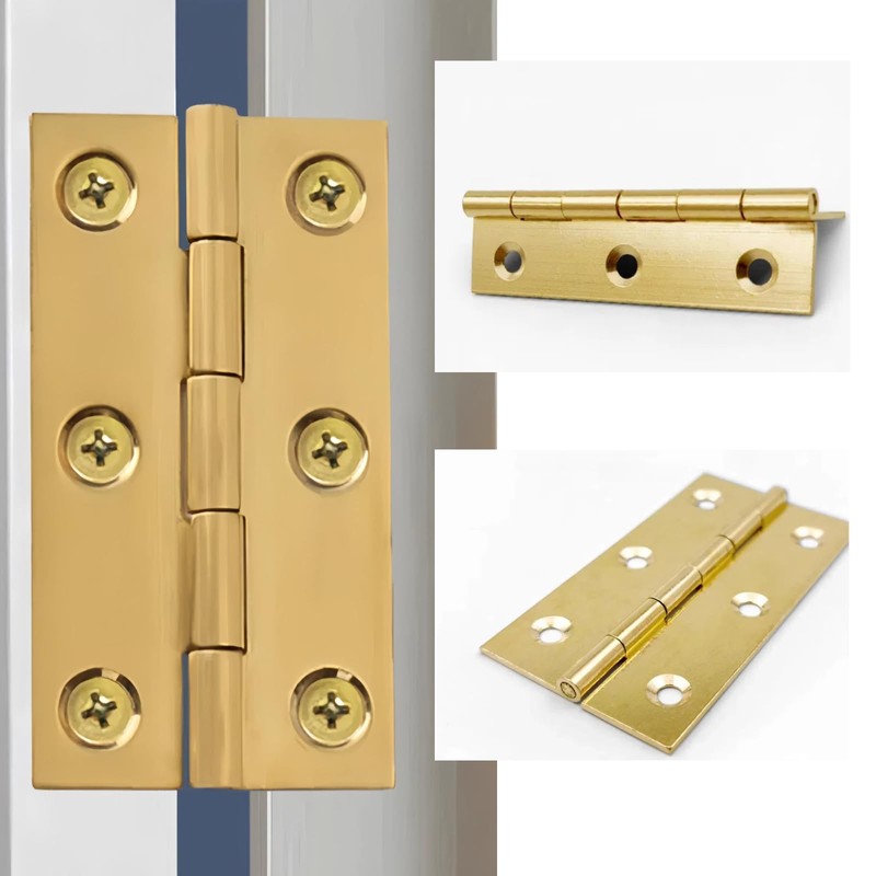 Door Hinges in 4Pcs,Brass Door Hinges,2.5inch Heavy Duty Ball Bearing,Folding