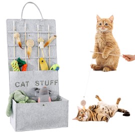 MABOZOO Cat Toy Storage Organizer for Wand Toys,Durable Pet Storage Box with Handle Cat Feather Toy Storage Hanging Bag for Neatly Organizing Teaser Wand Toys
