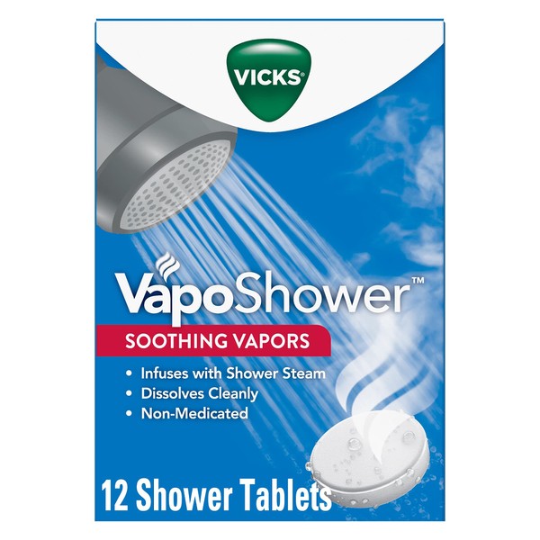Vicks VapoShower 12ct Shower Bomb Tablets 4 Boxes of 3 Tablets Soothing Vicks Vapor Steam Aromatherapy with Eucalyptus and Menthol (OLD)