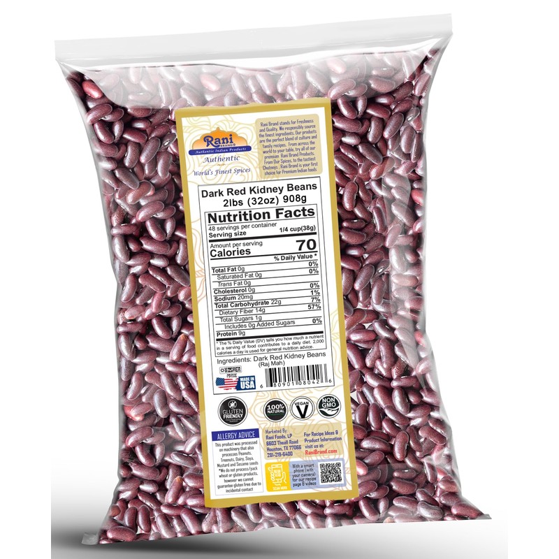 Rani Red Kidney Beans, Dark 32oz (2lbs) 908g ~ All