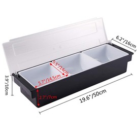 FEOOWV Fruit Veggie Condiment Caddy with Lid, 3 Compartment Plastic Dispenser Tray for Catering Dips Toppings, Serving Taco, Ice Cream, Fruit, & Salad Bar Garnish Organizer for Restaurant Supplies