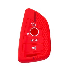 LemSa 2Pcs Rubber Silicone Key Fob Cover Keyless Case for BMW 2 5 6 7 Series X1 X2 X3 X5 X6 GT Series, Black Red