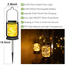 Solar Mason Jar Lights,4 Pack 30 Led Fairy Hanging Jar Lights,Solar Lanterns for Outdoor Patio Party Garden Wedding Decor Lights(Mason Jars/Handles Included)