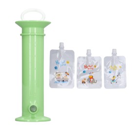 Toddler Reusable Fruit Puree Squeeze Filler Professional Ergonomic Baby Food Pouch Maker with Pouch Green