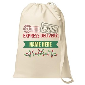 Express Delivery Custom Santa Bag: Canvas Laundry Bag
