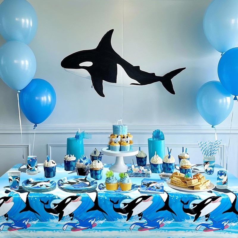 Ocean Orca Party Decorations, Killer Whales Party Supplies Include Plates