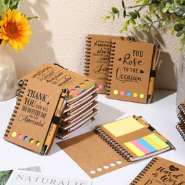 Skyygemm 20 Sets Employee Appreciation Gifts Thanksgiving Gifts Spiral Notebook Journal with Sticky Notepad Index Tabs Thank You Gifts with Bamboo Pen Bulk for Coworker Teacher(Motivational)