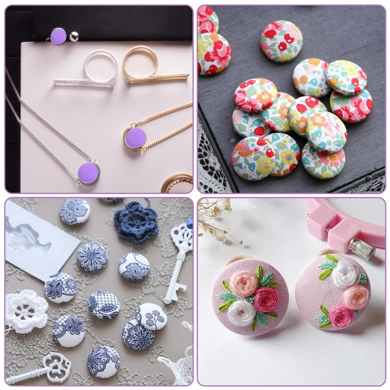 60 Sets Cover Button Kits with 3 Sizes & Tools