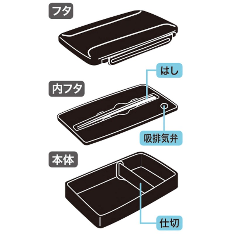 OSK オーエスケー Monotone Stripe お弁当箱 (仕切付) BL-17H