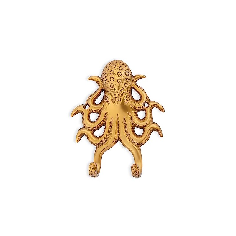 NKlaus Double Hook Octopus Antique Brass 12.5 x 9.5 cm