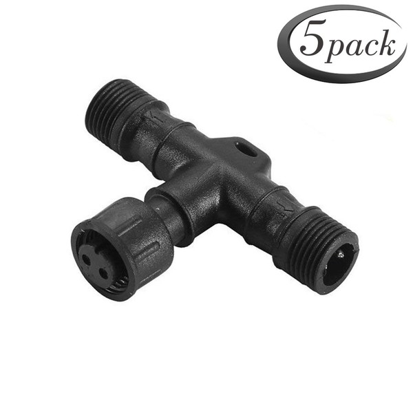 Pack of 5, FVTLED Replacement 2Pin T-Connector Waterproof for Single