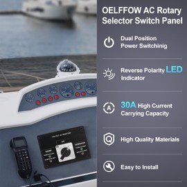 OELFFOW AC Rotary Selector Switch Panel - 120V 30A, 2 Position Rotary Switch with Reverse Polarity LED Indicator Light, for Ships Commercial Vessels Naval Ships Private Yachts